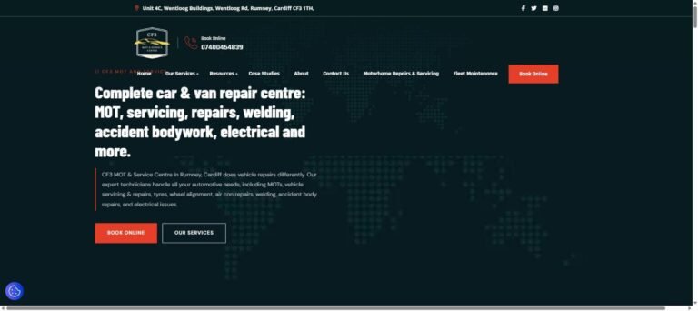 CF3 MOT and Service Centre website homepage